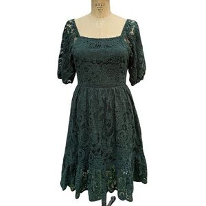 Nanette Lepore Forest Green Lace Midi Dress